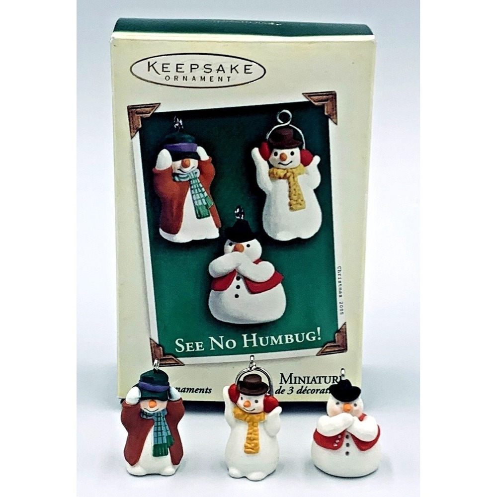 Hallmark Keepsake Miniatures See No Humbug! Set‎ of 3 Ornaments 2005